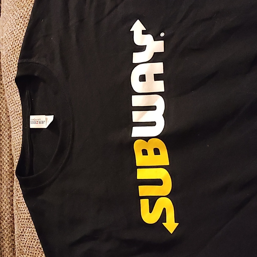 Subway Mens Shirt  Tee Sandwich Shop Black Short Sleeve Cotton Blend NOV4E